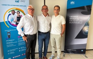 Éric Mallen, président du Groupe EPS, Arnaud Racapé, directeur de PPG Automotive Refinish France, et Laurent Menneson, directeur opérationnel d’EPS-DPS.